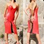Leather Fetish Red Hot Steel Spiral Boned Corset Dress - Small