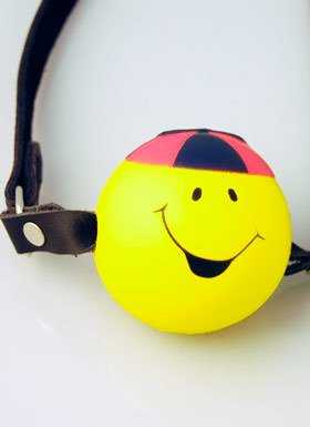 Ball Gag Large Smiley Squeeze Ball Black Strap