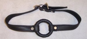 Leather Wrapped Ring Gag Black