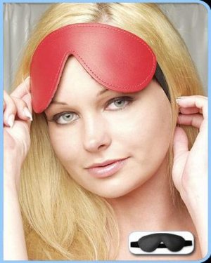 Blindfold Leather Red Padded