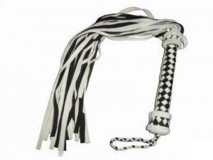 Leather Black/White Flogger
