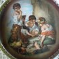 Antique Schumann German Porcelain Plate Dish Gold Border Murillo of Boys Playing