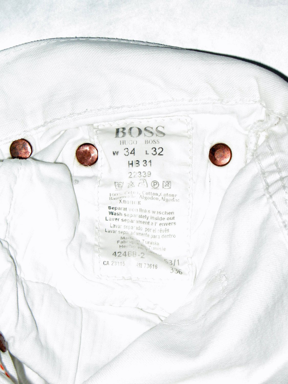 Genuine Mens Hugo Boss Orange Label HB 31 White Jeans/Pants 34 x 32