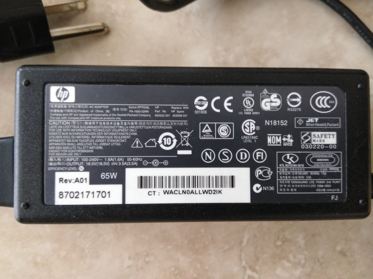 Battpit 90W Alimentatore Per HP Compaq – 19V 4.74A, Compatibile Con 384019-002, 416421-001, 463552-002, Con Cavo Di Alimentazione, Certificato CE