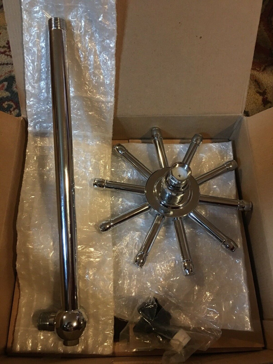 10 Pillar 8" Brass Brushed Nickel Brass Showerhead With 14" Arm