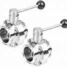 U.S. Solid 2 Inch Tri Clamp Butterfly Valve Pull Handle Stainless Steel 2 PCS U.S. Solid 2 Inch Tri Clamp Butterfly Valve Pull Handle Stainless Steel 2 PCS