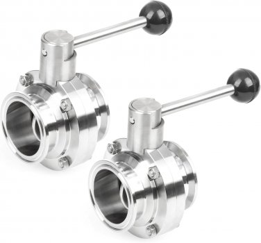 U.S. Solid 2 Inch Tri Clamp Butterfly Valve Pull Handle Stainless Steel 2 PCS