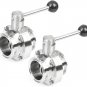 U.S. Solid 2 Inch Tri Clamp Butterfly Valve Pull Handle Stainless Steel 2 PCS