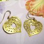 Etched Heart Shaped Dangle Pierced or Clip Earrings, Gold or Silver Plated LazerLace (tm) Charms