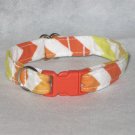 Breakaway Cat Safety Collar in Orange Chevron Cotton Fabric, 3 Adjustable Sizes