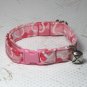 Fabric Cat Safety Collar with Breakaway Buckle in Pink Hearts Cotton Print, Soft and Comfortable