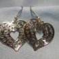 Etched Heart Shaped Dangle Pierced or Clip Earrings, Gold or Silver Plated LazerLace (tm) Charms