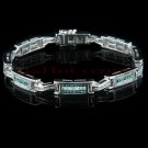 14k Gold Women's Diamond Tennis Bracelet with Blue and White Diamonds 4.19 ctw