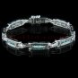 14k Gold Women's Diamond Tennis Bracelet with Blue and White Diamonds 4.19 ctw