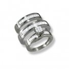 14k Gold Diamond Engagement & Wedding Band set with princess cut & baguette diamonds 1.60 ctw.
