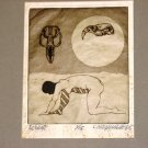 Original Vintage 1965 Signed Ink Surrealist Art