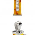 AMBER RESIN SQUARE CZ CROSS PEND
