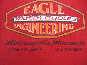Rare Vintage EAGLE MOTORCYCLE Medium T-Shirt Red Closed Minneapolis MN Dealer