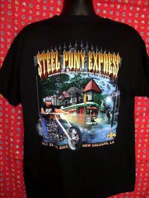 STEEL PONY EXPRESS Motorcycle Rally VII ~ 2004 NEW ORLEANS Biker Large T-Shirt EXCELLENT!