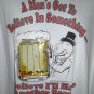 Vintage 1991 Funny Rare XL White T-Shirt Beer Mug WC Fields