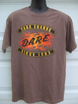 D.A.R.E. DARE TAKE CHARGE SINCE 1983 Brown Size LARGE T-Shirt