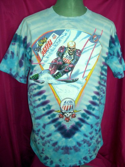 SOLD! Rare 1994/1995 US Ski Team & Grateful Dead Tie Dye XL T-Shirt