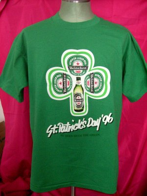 St Patrick's Day Size XL T-Shirt Shamrock Heineken Larger Beer Promo Irish