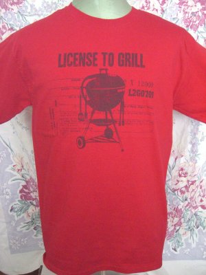 Funny LICENSE TO GRILL Red Size MEDIUM T-Shirt BBQ Barbeque