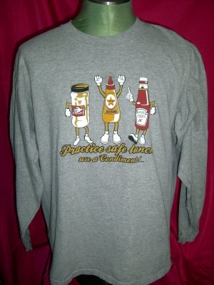 Funny Long Sleeve T-Shirt PRACTICE SAFE LUNCH Size Large