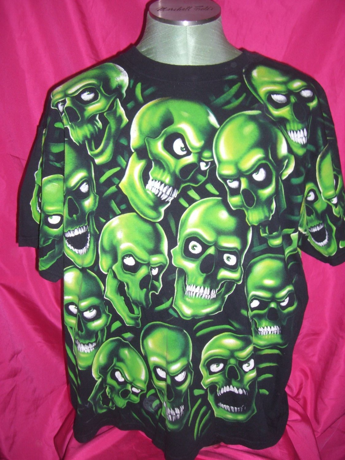 Unique Cool Green Skull / Skulls T-Shirt Size XL or XXL ~ Liquid Blue Brand