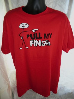 Funny PULL MY FINGER Red Size Large T-Shirt