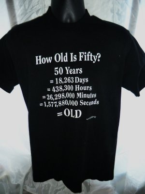 Funny Birthday T-Shirt Size Medium ~ HOW OLD IS FIFTY ~ 50th Birthday Vintage 1995