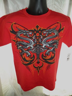 New Red T-Shirt Cool Dragon Graphic Size Medium Large