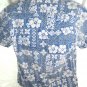 Reverse Hawaiian Pull-Over Shirt Size Medium Toes On The Nose Blue White Floral