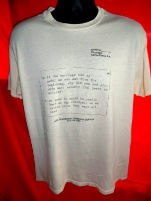 Funny Divorce Transcript T-Shirt Size Large