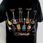Famous Guitars Black T-Shirt Size XL ~ Prince Hendrix Diddley BB King