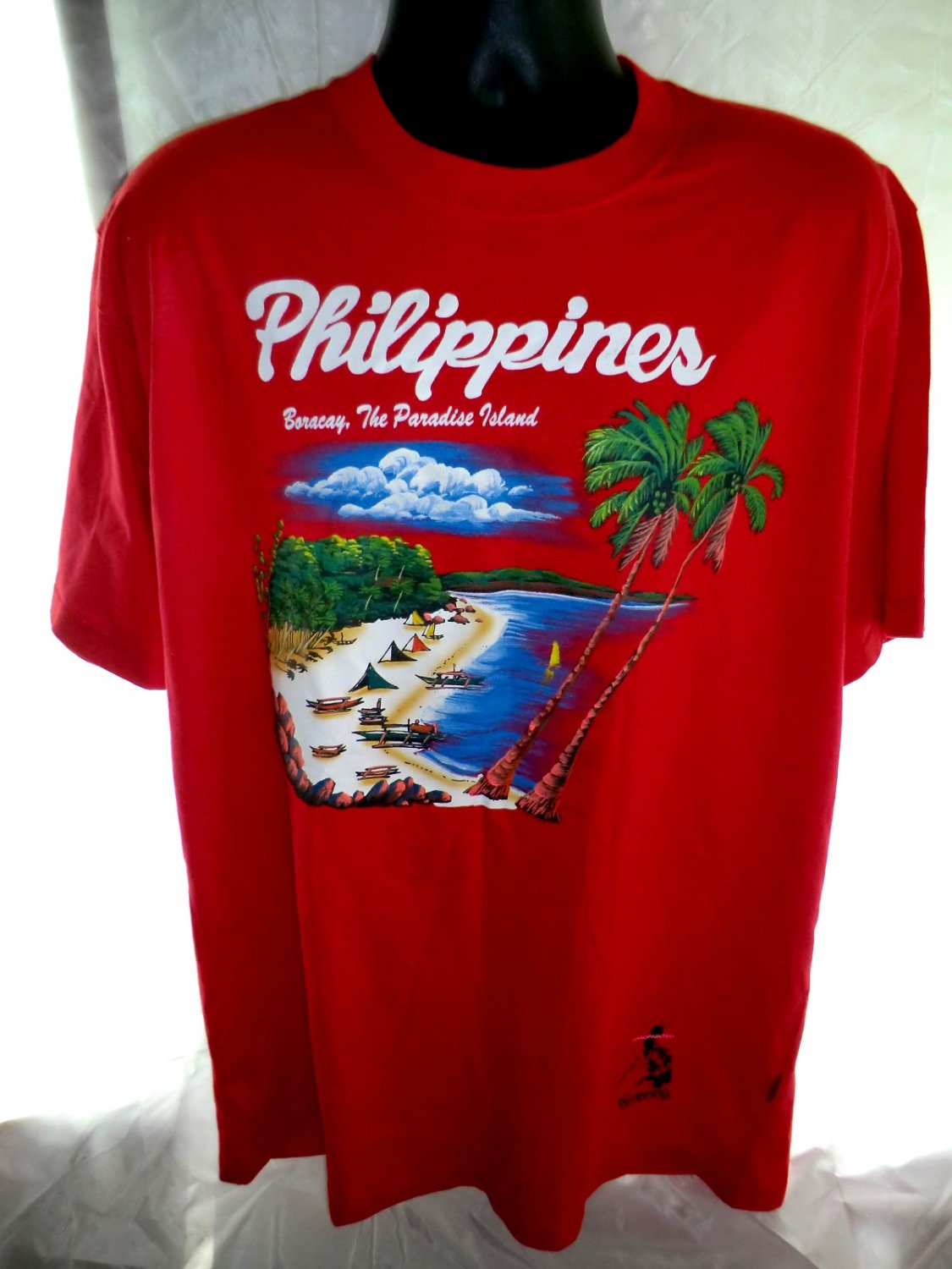 HOLD! Souvenir Boracay Philippines HAND PAINTED T-Shirt Size XL
