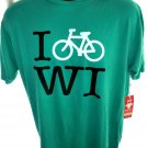 NEW Green T-Shirt ~ I BIKE WI ~ Wisconsin - Size Large
