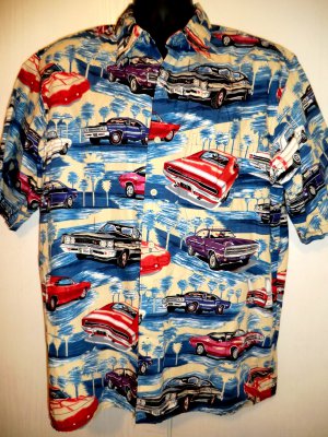 SOLD! Reyn Spooner Hawaiian Shirt Muscle Car/ Cars Size XL