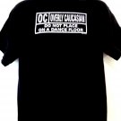 Funny OVERLY CAUCASION T-Shirt Size Medium Do Not Place On A Dance Floor