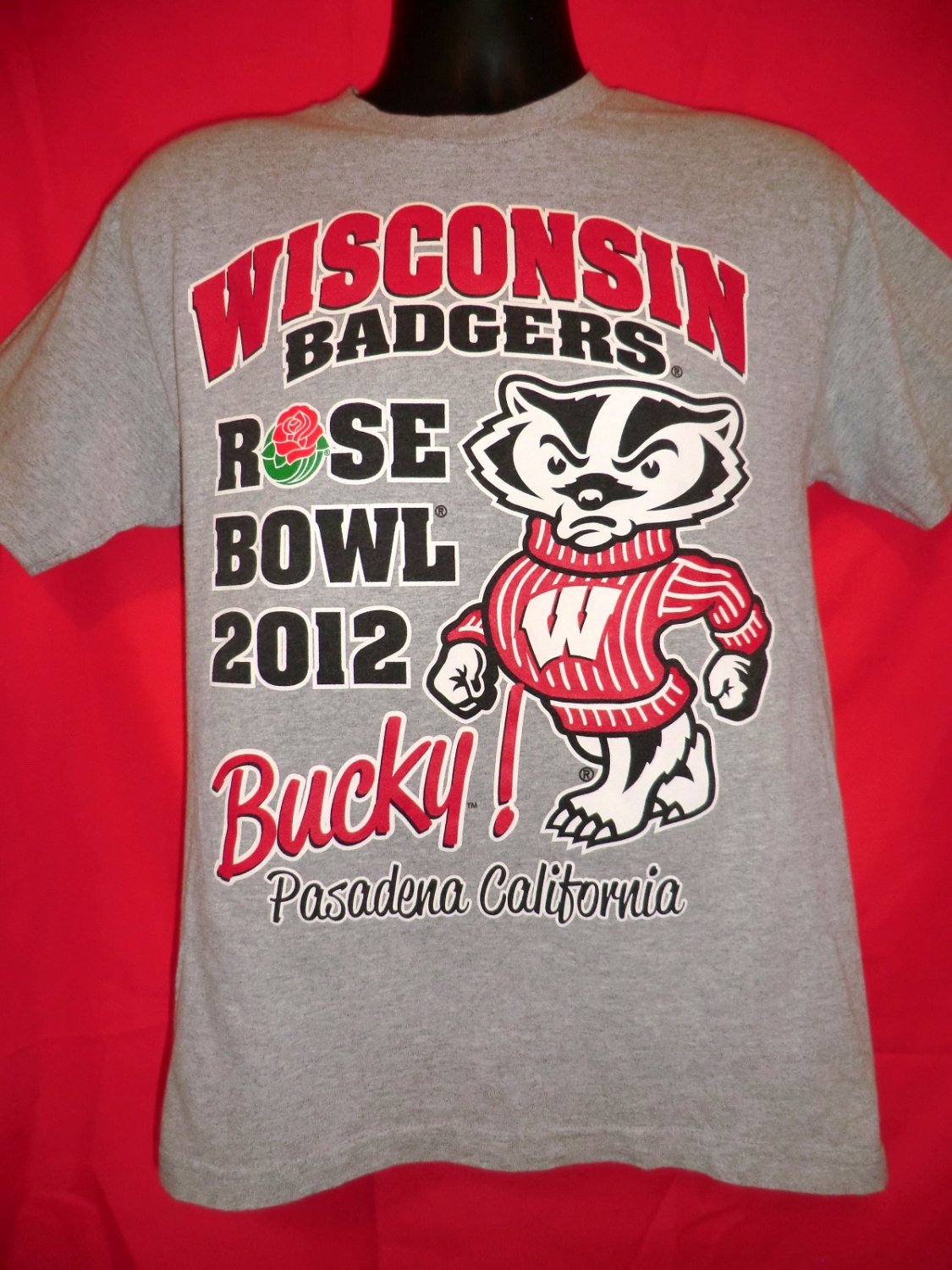 Wisconsin Badgers BUCKY Rose Bowl 2012 T-Shirt Size Medium