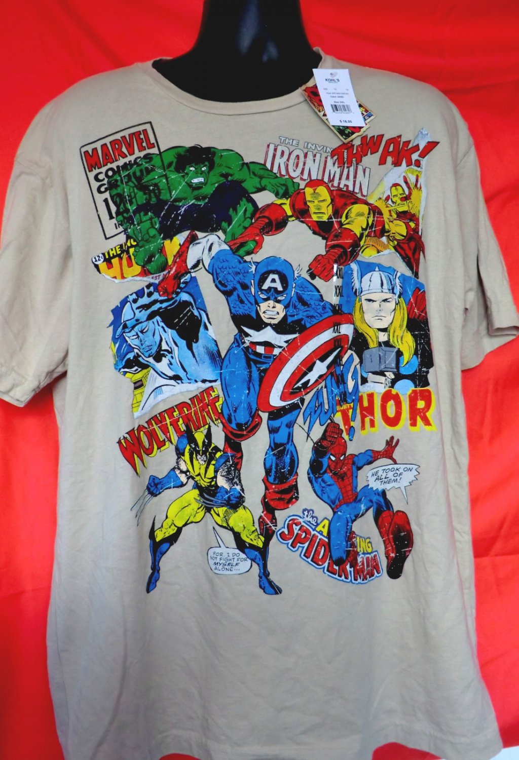 NEW Marvel Comics T Shirt Size XL Hulk Iron Man Thor 