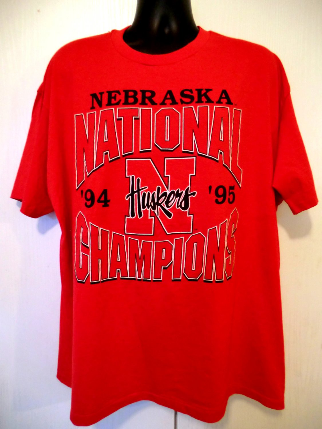 Nebraska Cornhuskers Huskers Xxl 2xl Red T Shirt National Champions 1994 1995 5657