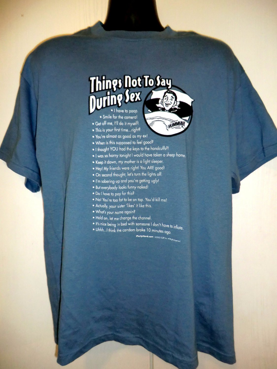 Things Not to Say During Sex T-Shirt Size Large