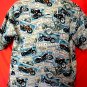 David Casey Hawaiian Camp Shirt Size XL Motorcycle Touring Postcards