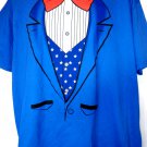 Red White and Blue Suit Bow Tie T-Shirt Size XXL