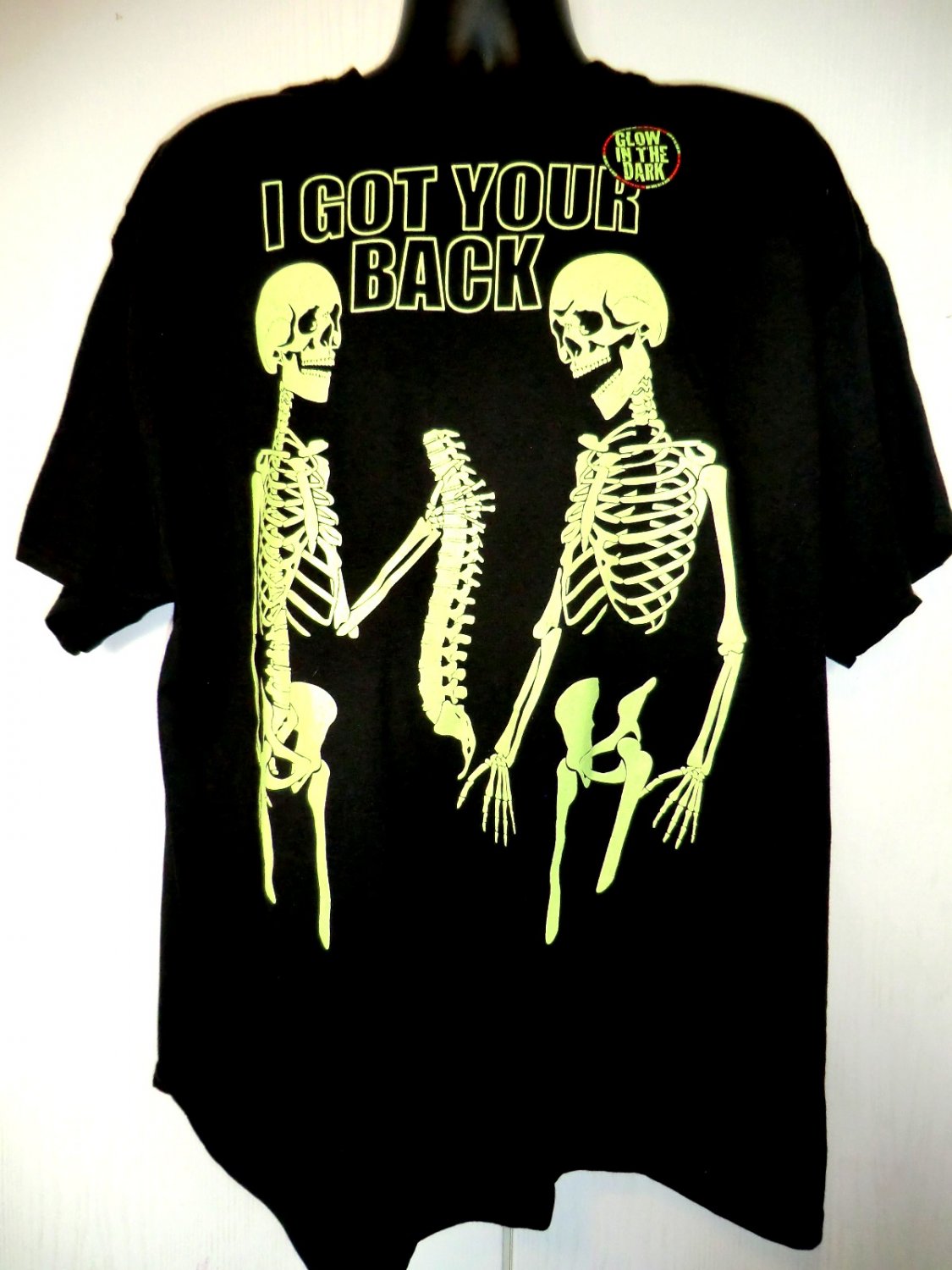 SOLD! I've Got Your Back T-Shirt Size XL Glow in the Dark Skeleton NWT New!