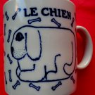 Vintage 1978 LE CHIEN TIGRE Dog Coffee Cup Mug Blue