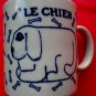 Vintage 1978 LE CHIEN TIGRE Dog Coffee Cup Mug Blue