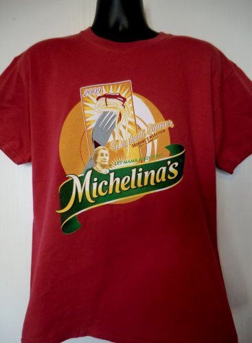 2009 Michelinaâs Spaghetti Dinner Grandmaâs Marathon T-Shirt Size Large Duluth Minnesota